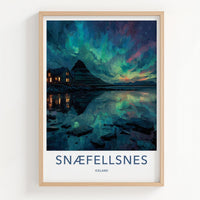 Snaefellsnes Poster - Iceland Travel Art - Aurora Mountain House Home Decor