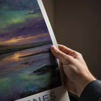 Snaefellsnes Poster - Iceland Travel Art - Aurora Reflected Water Home Decor