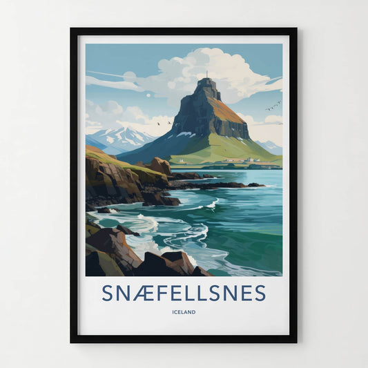 Snaefellsnes Poster - Iceland Travel Art - Coastal Mountain Peak Home Decor