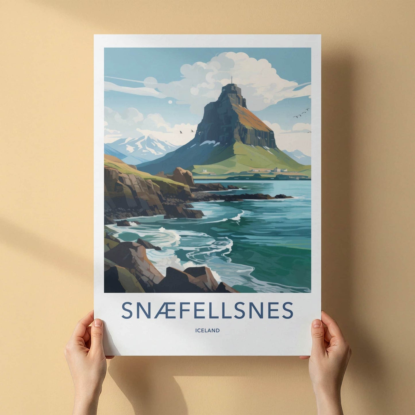 Snaefellsnes Poster - Iceland Travel Art - Coastal Mountain Peak Home Decor