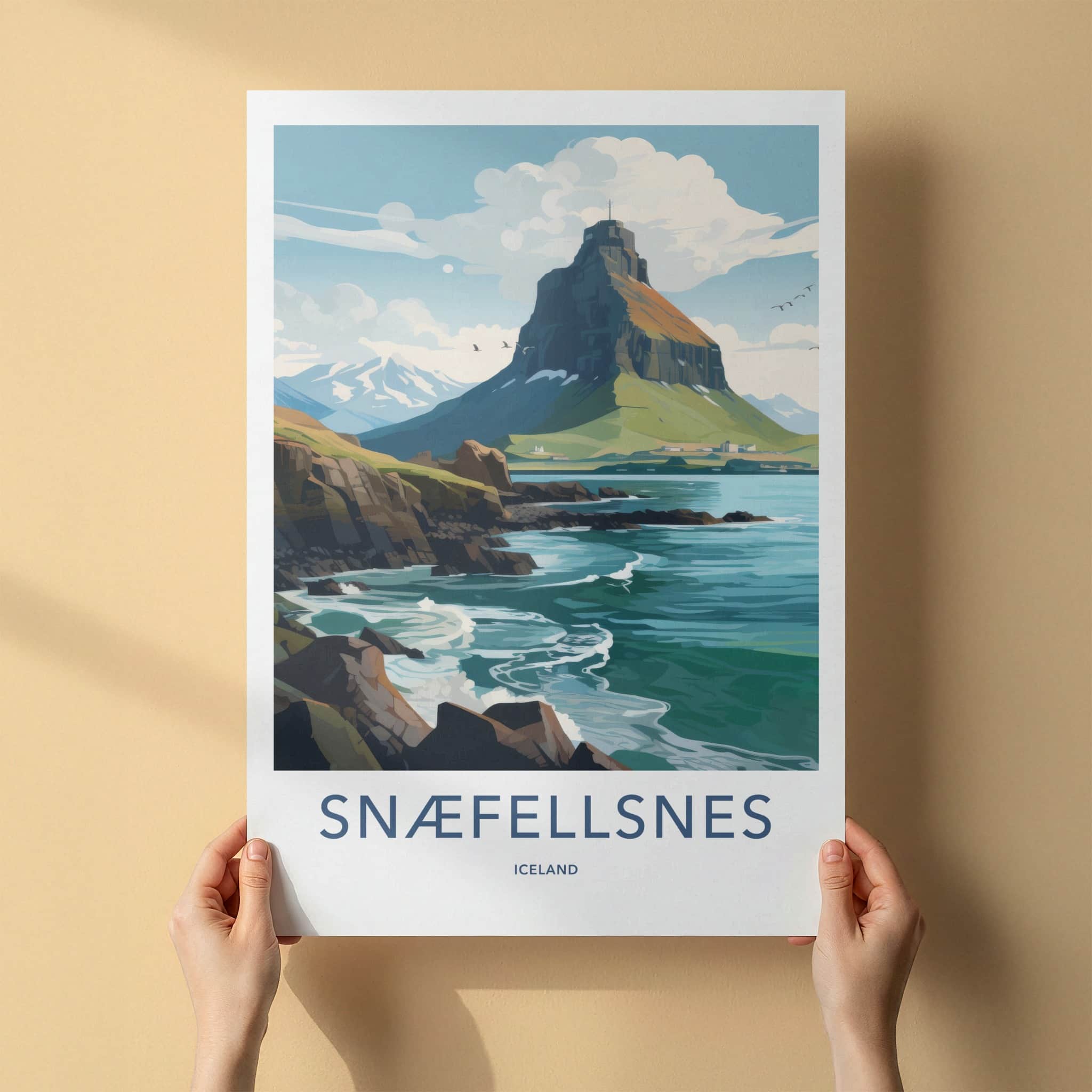 Snaefellsnes Poster - Iceland Travel Art - Coastal Mountain Peak Home Decor