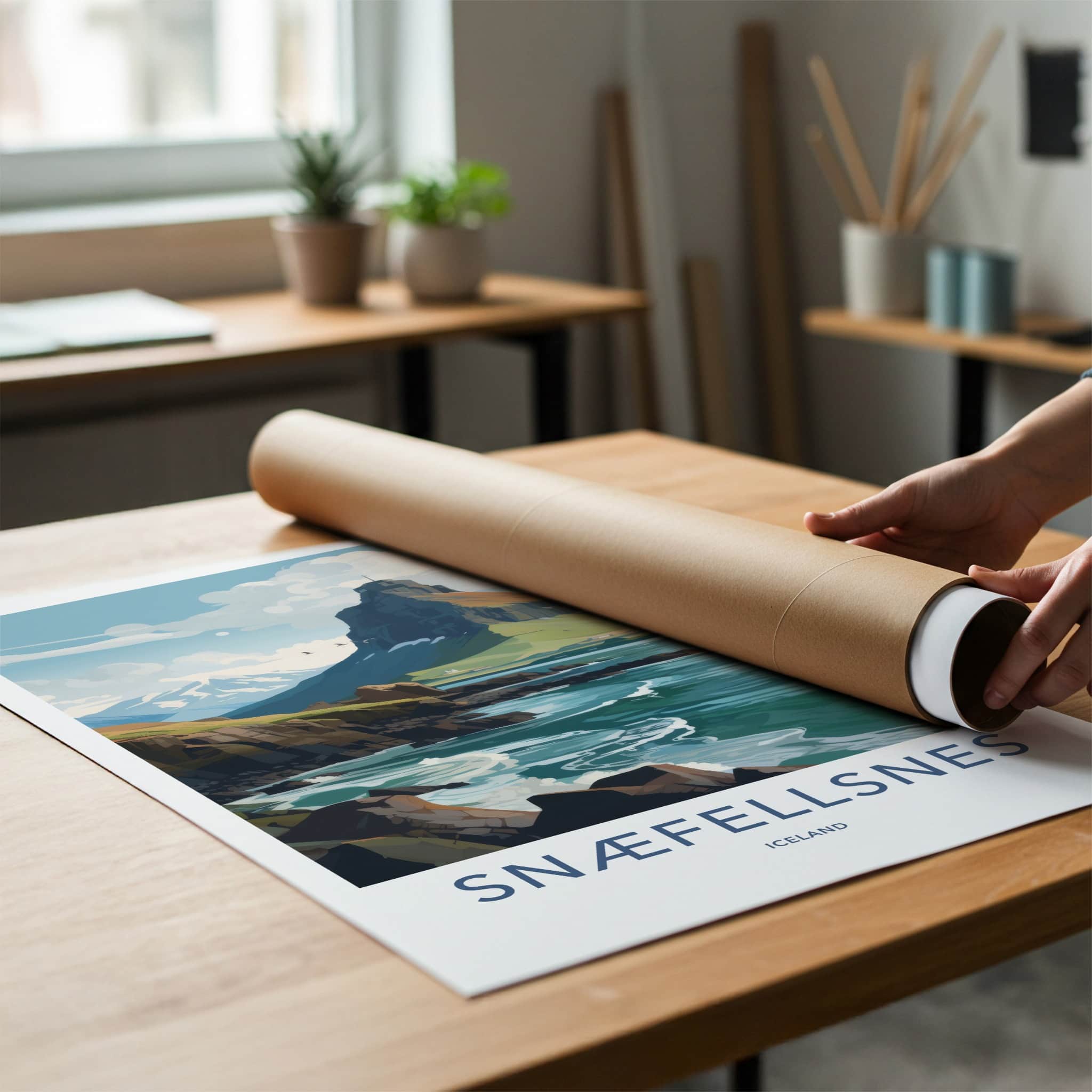 Snaefellsnes Poster - Iceland Travel Art - Coastal Mountain Peak Home Decor