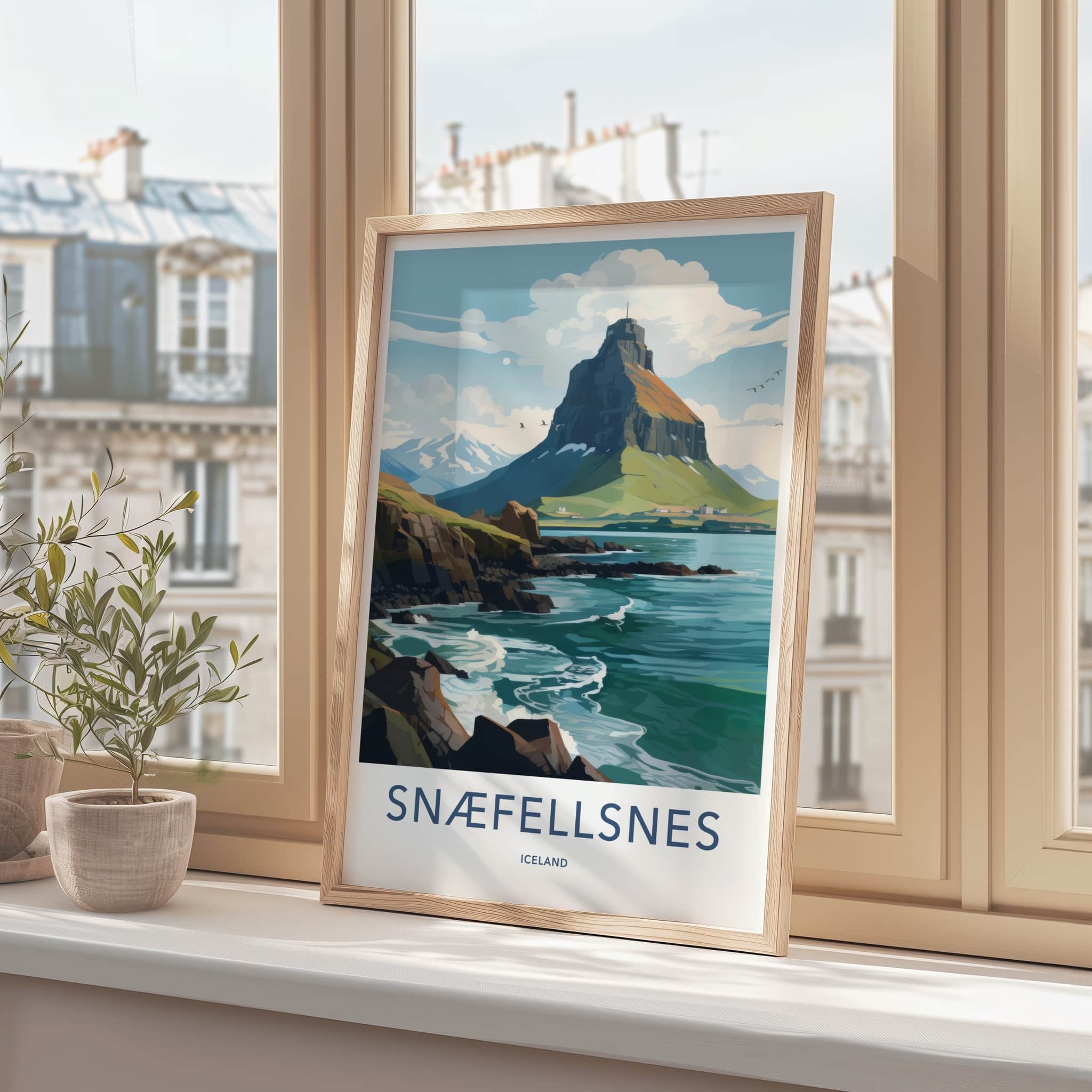 Snaefellsnes Poster - Iceland Travel Art - Coastal Mountain Peak Home Decor