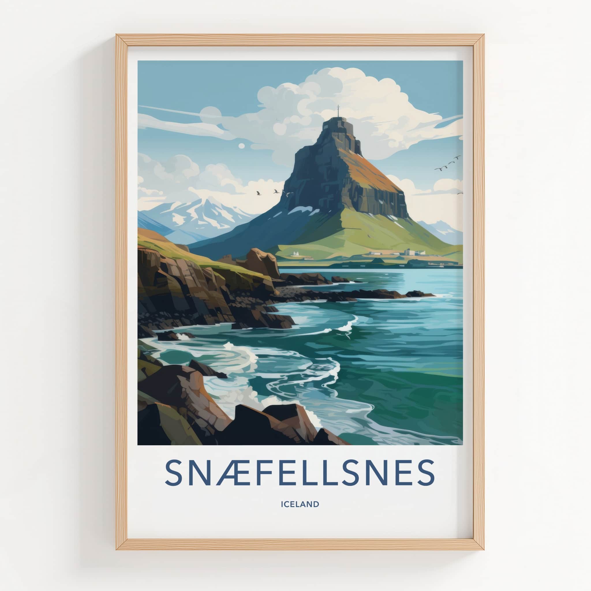 Snaefellsnes Poster - Iceland Travel Art - Coastal Mountain Peak Home Decor