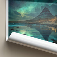 Snaefellsnes Poster - Iceland Travel Art - Mountain Aurora Reflection Home Decor