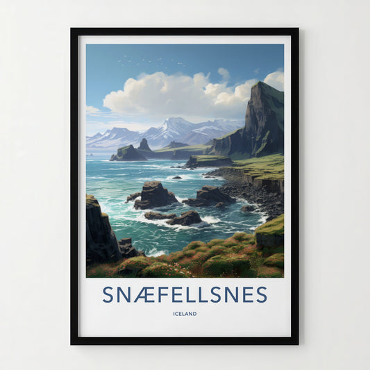 Snaefellsnes Poster - Iceland Travel Art - Rugged Coastal Cliffs Home Decor