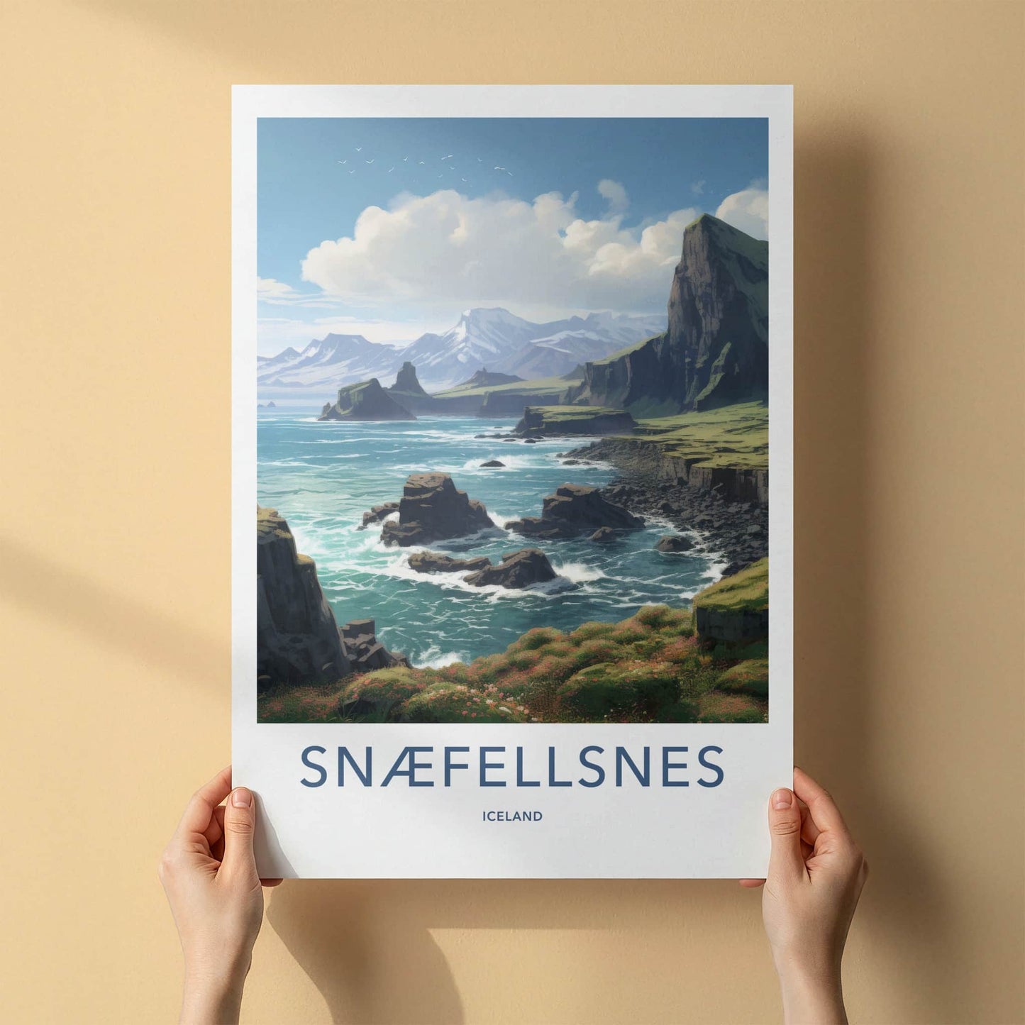 Snaefellsnes Poster - Iceland Travel Art - Rugged Coastal Cliffs Home Decor