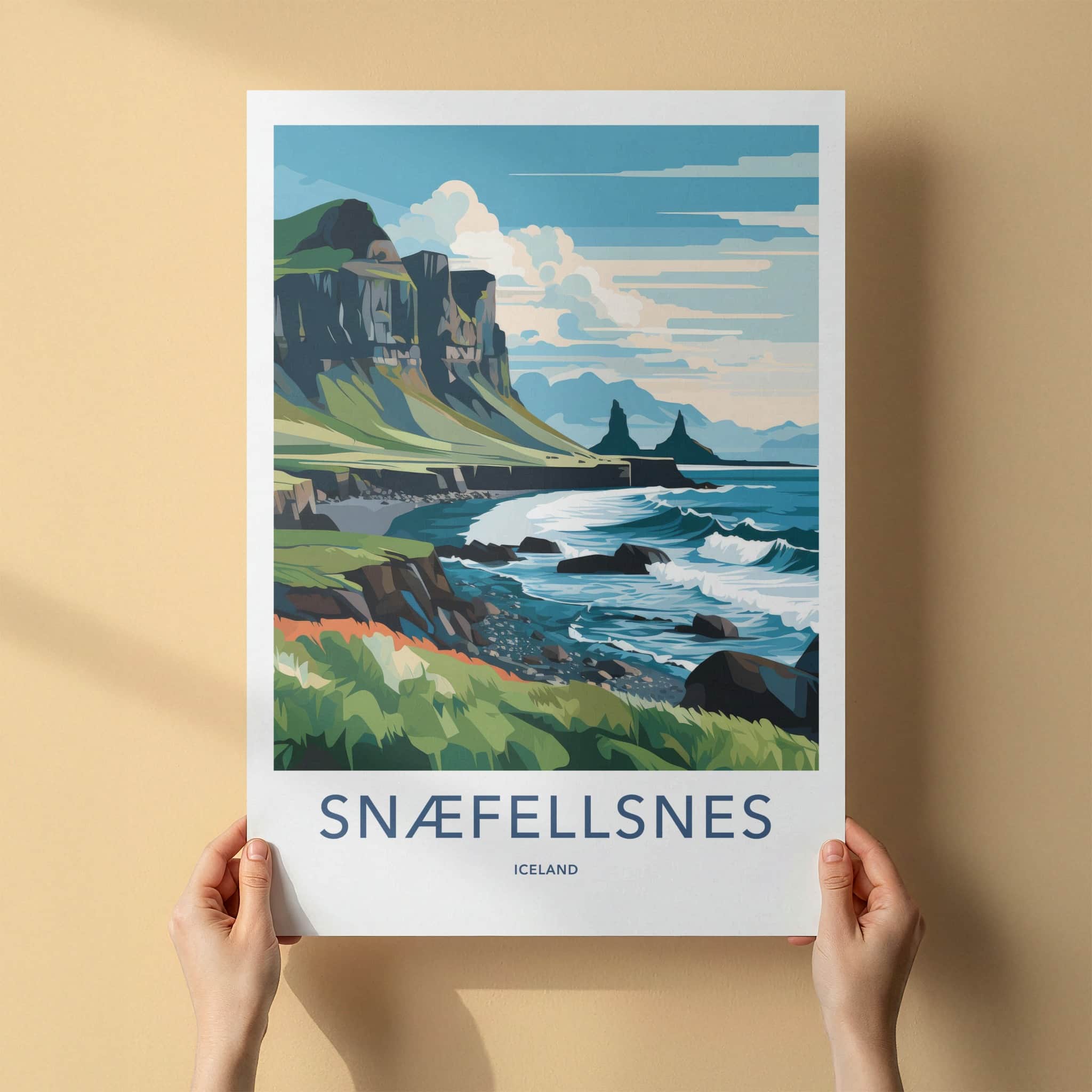 Snaefellsnes Poster - Iceland Travel Print - Rugged Cliff Coast Wall Decor