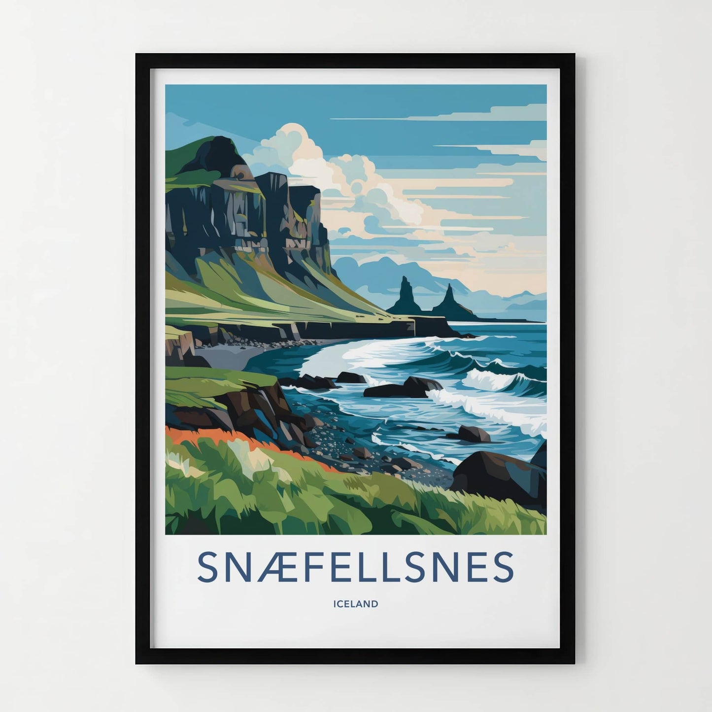 Snaefellsnes Poster - Iceland Travel Print - Rugged Cliff Coast Wall Decor