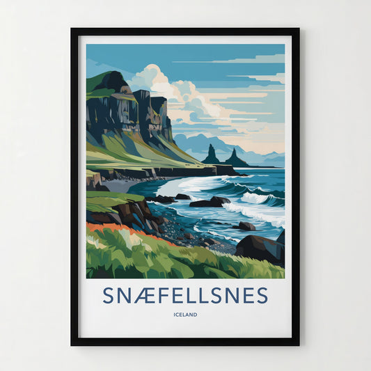 Snaefellsnes Poster - Iceland Travel Print - Rugged Cliff Coast Wall Decor