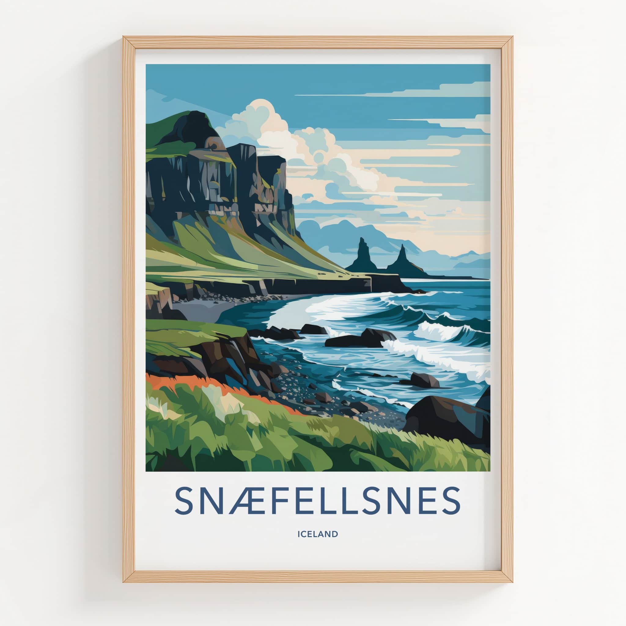 Snaefellsnes Poster - Iceland Travel Print - Rugged Cliff Coast Wall Decor