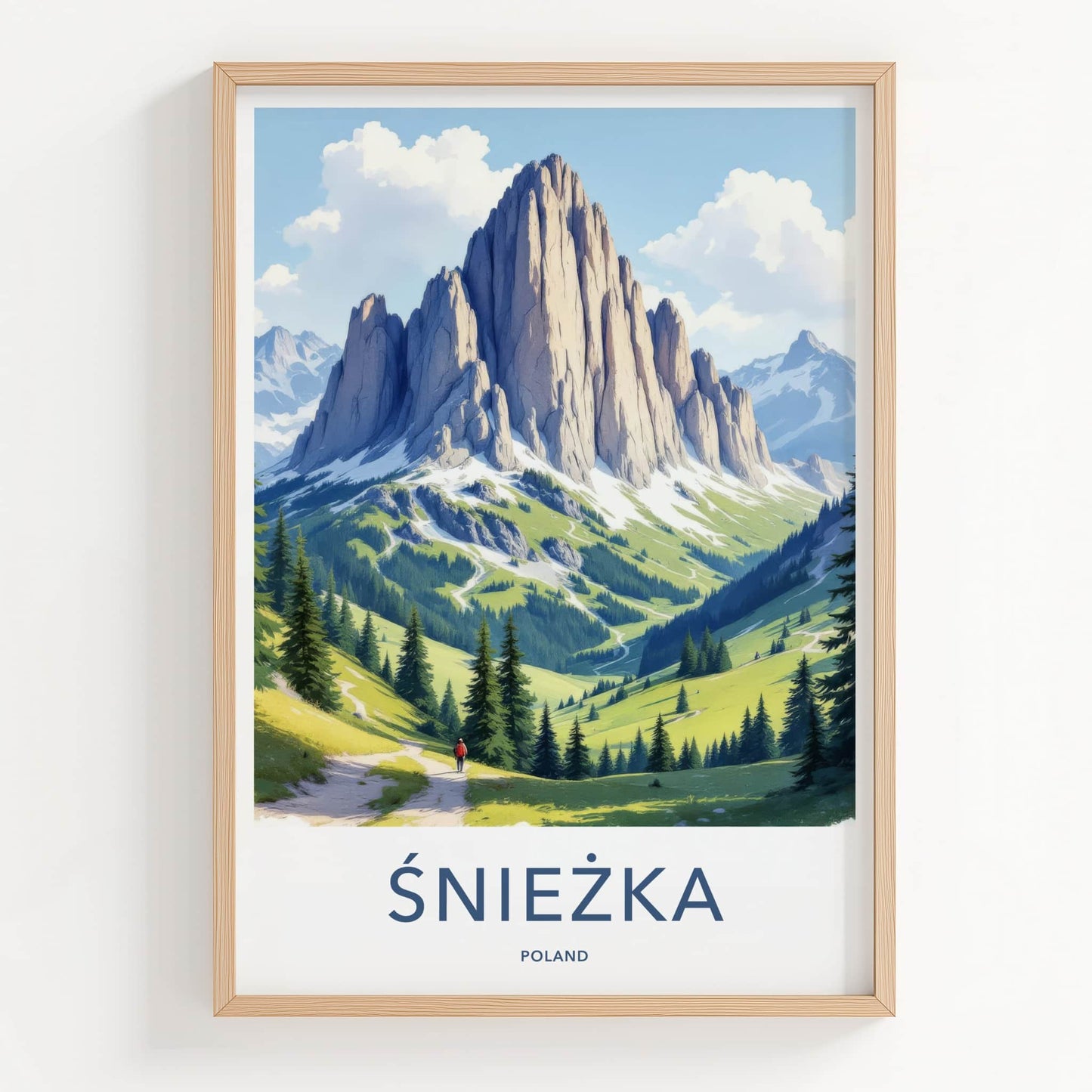 Sniezka Poster - Poland Travel Art - Towering Mountain Valley Home Decor