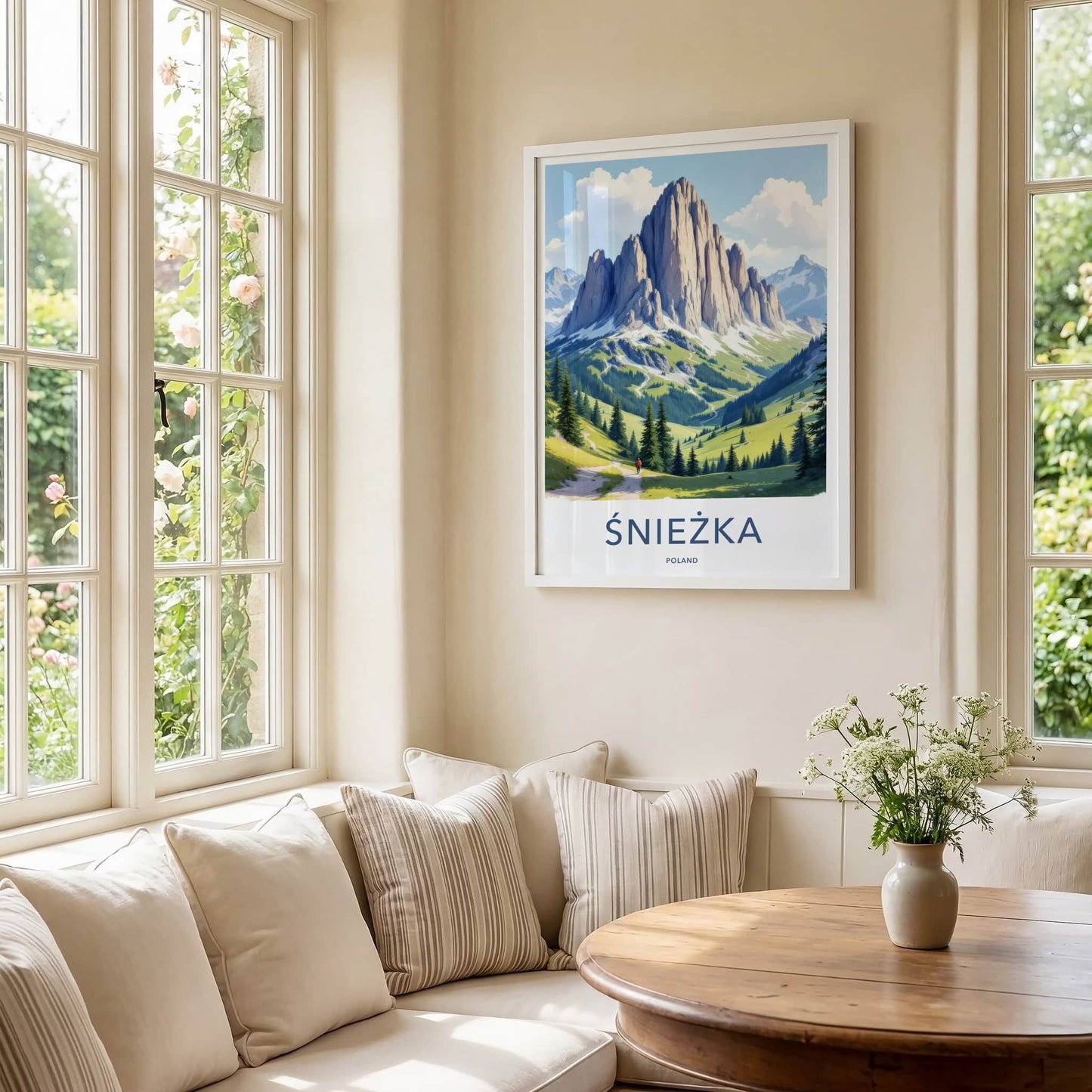 Sniezka Poster - Poland Travel Art - Towering Mountain Valley Home Decor