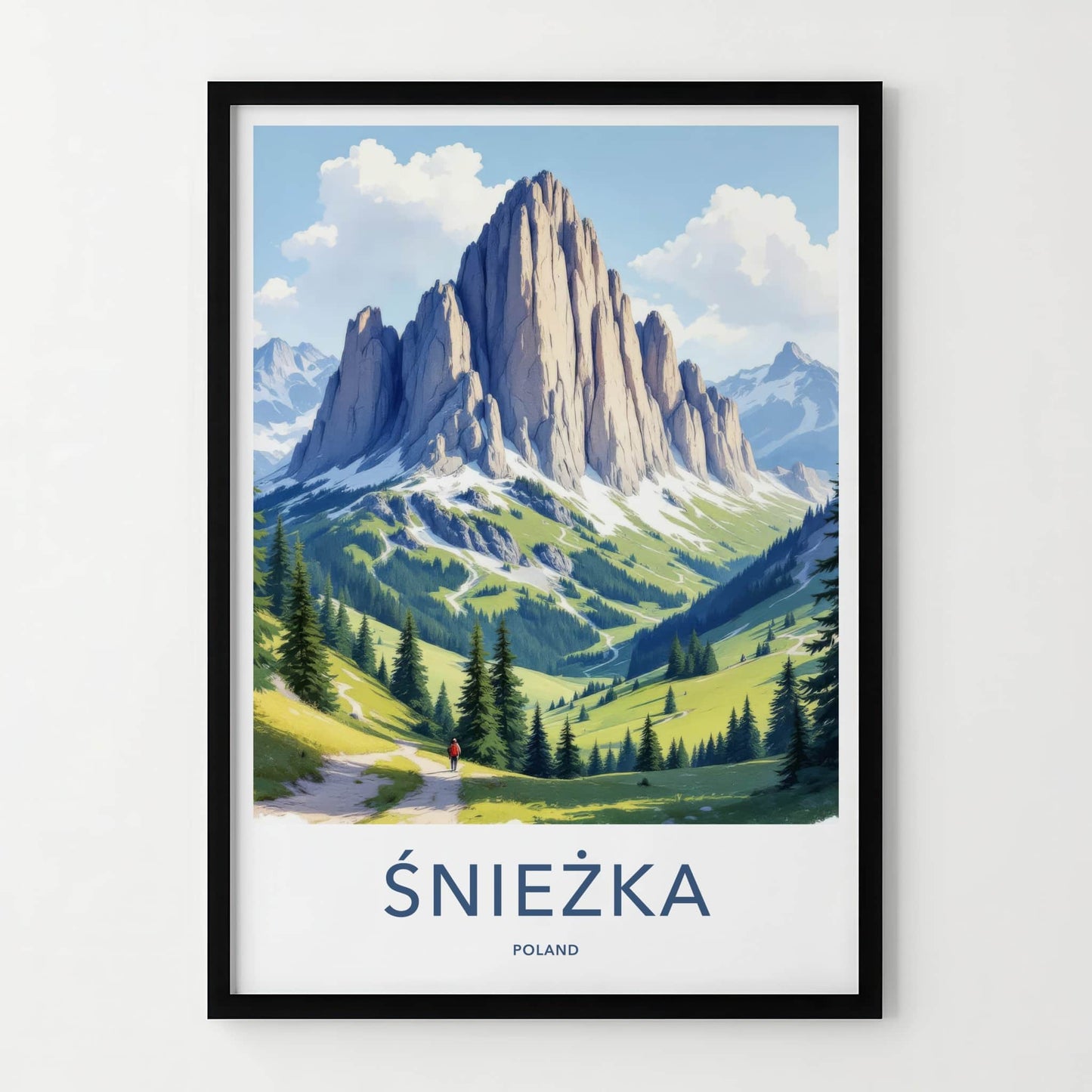 Sniezka Poster - Poland Travel Art - Towering Mountain Valley Home Decor