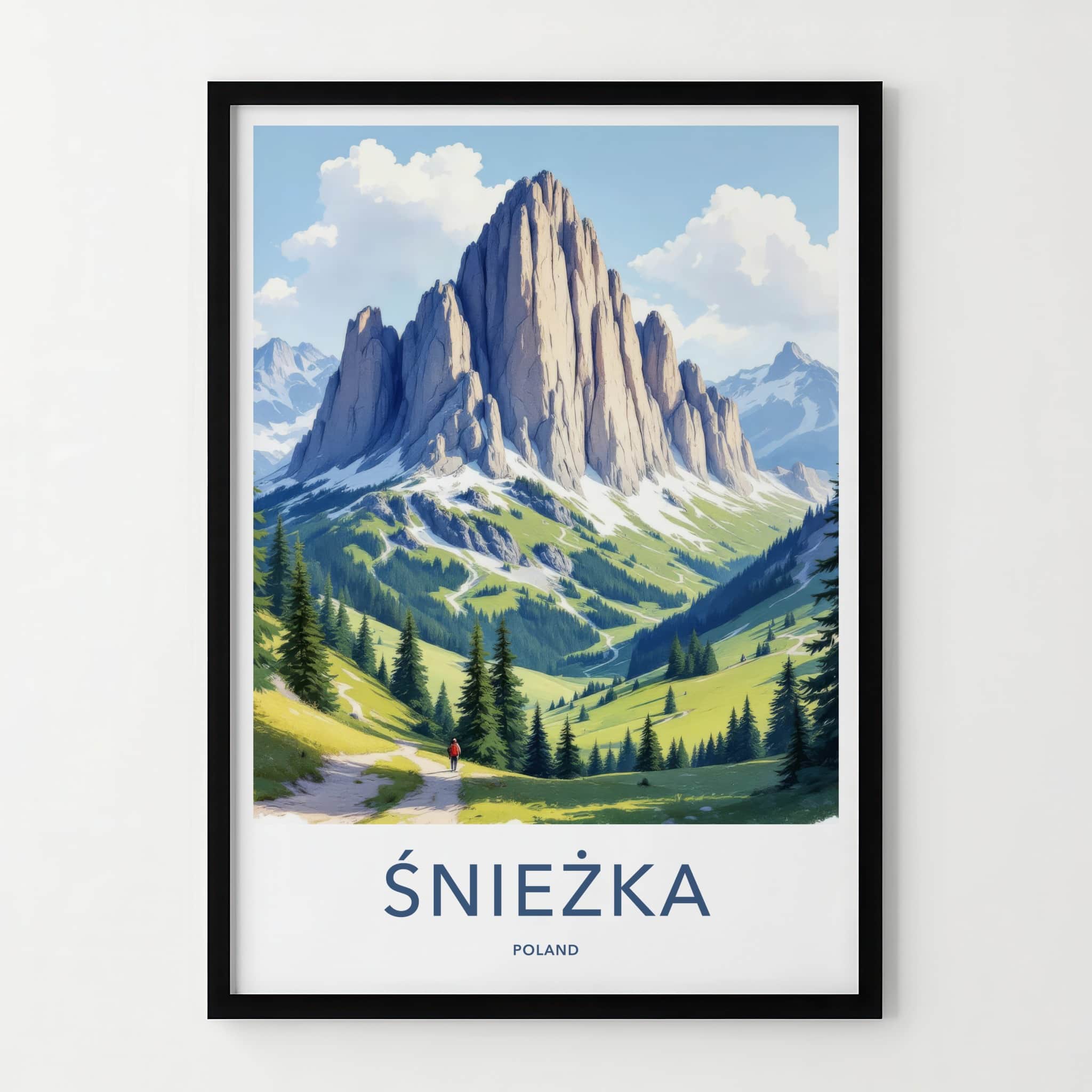 Sniezka Poster - Poland Travel Art - Towering Mountain Valley Home Decor