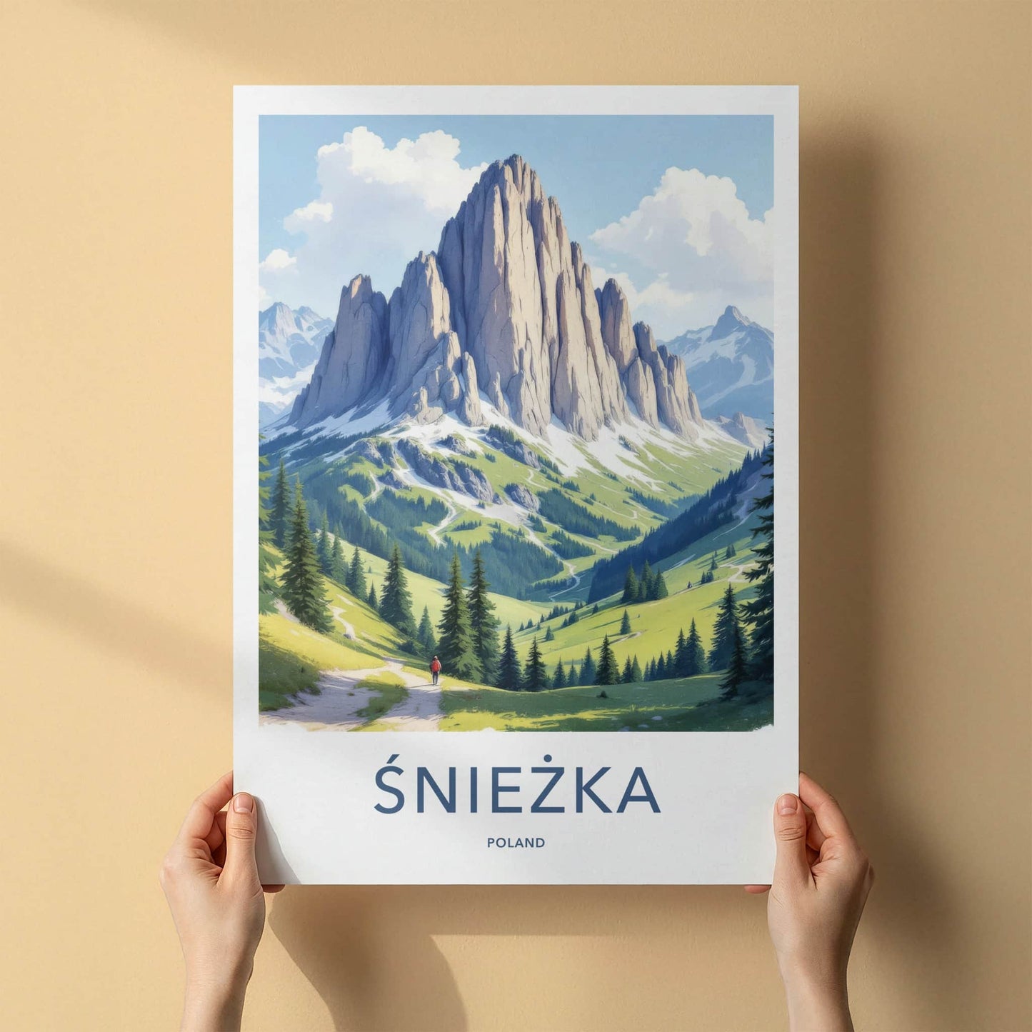 Sniezka Poster - Poland Travel Art - Towering Mountain Valley Home Decor