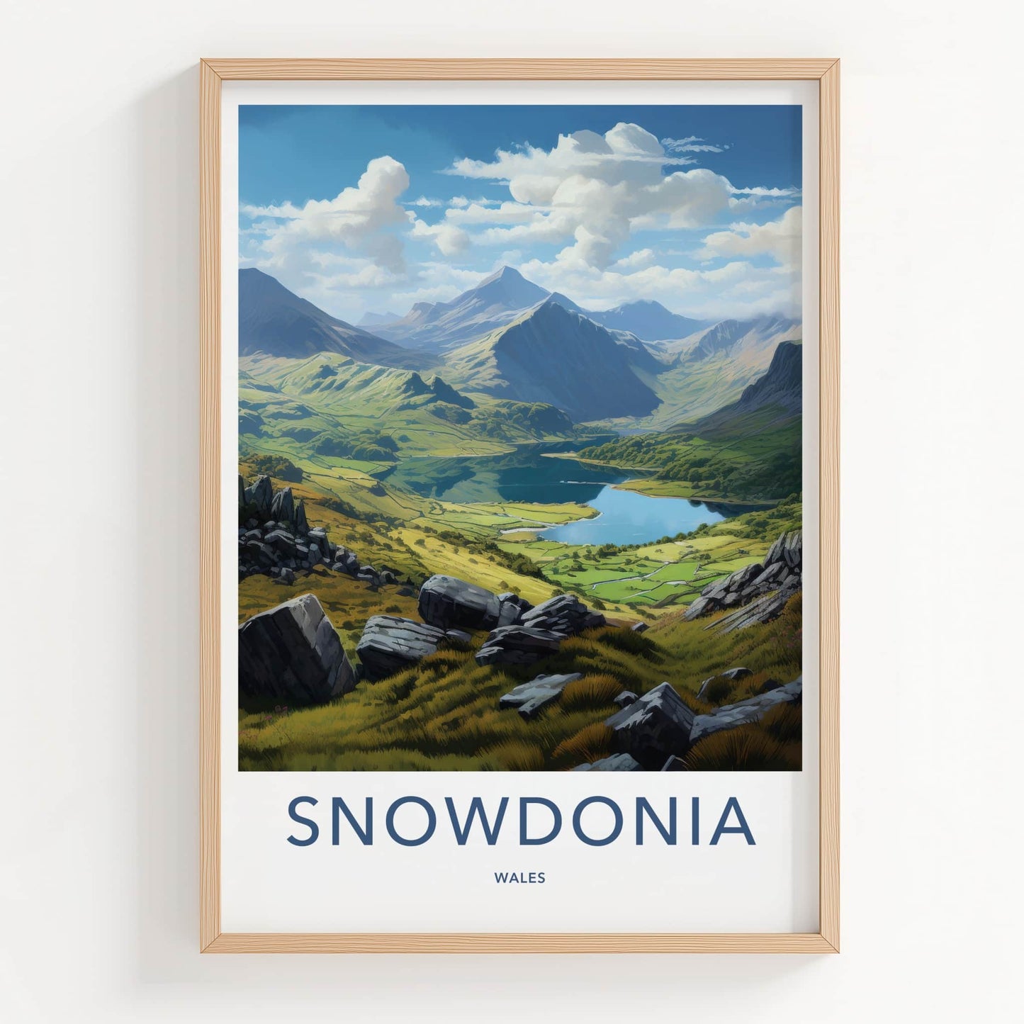 Snowdonia Poster - Wales Travel Art - Mountain Lake Valley Home Decor