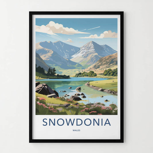 Snowdonia Poster - Wales Travel Art - Scenic Mountain Landscape Home Decor
