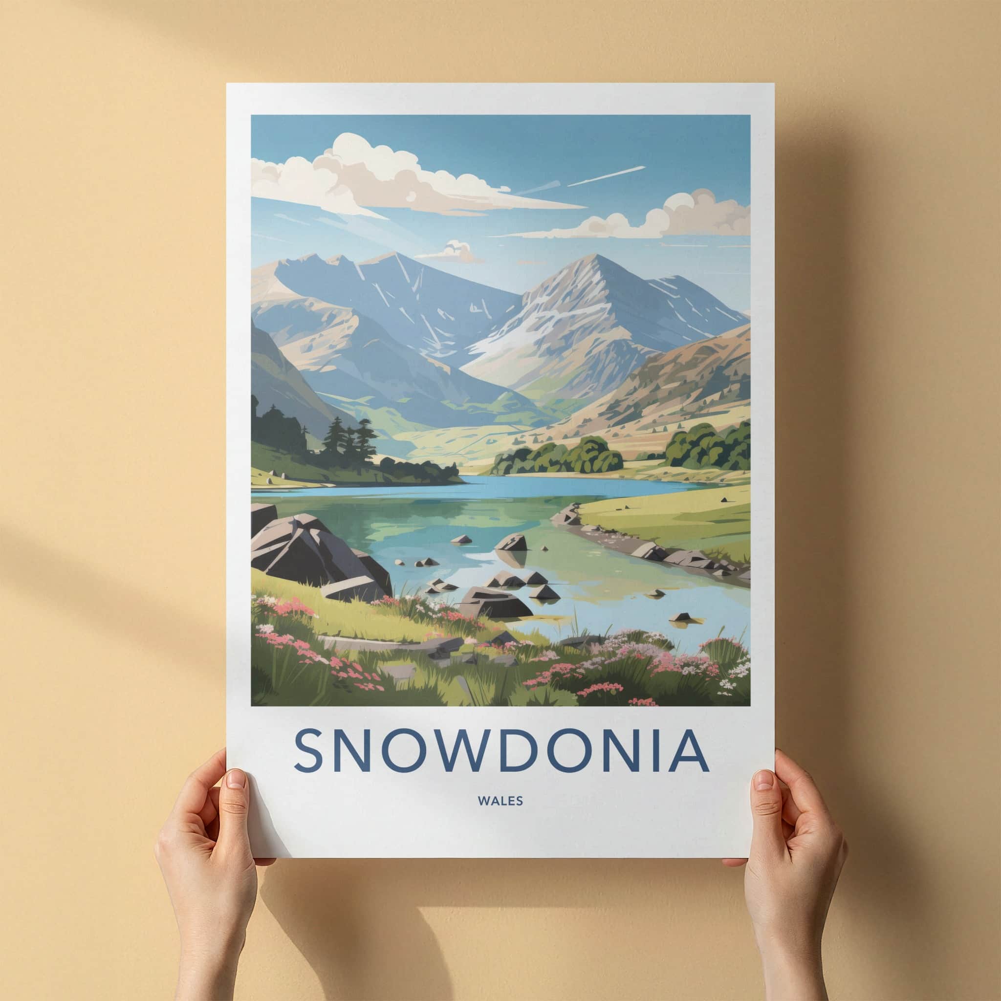 Snowdonia Poster - Wales Travel Art - Scenic Mountain Landscape Home Decor
