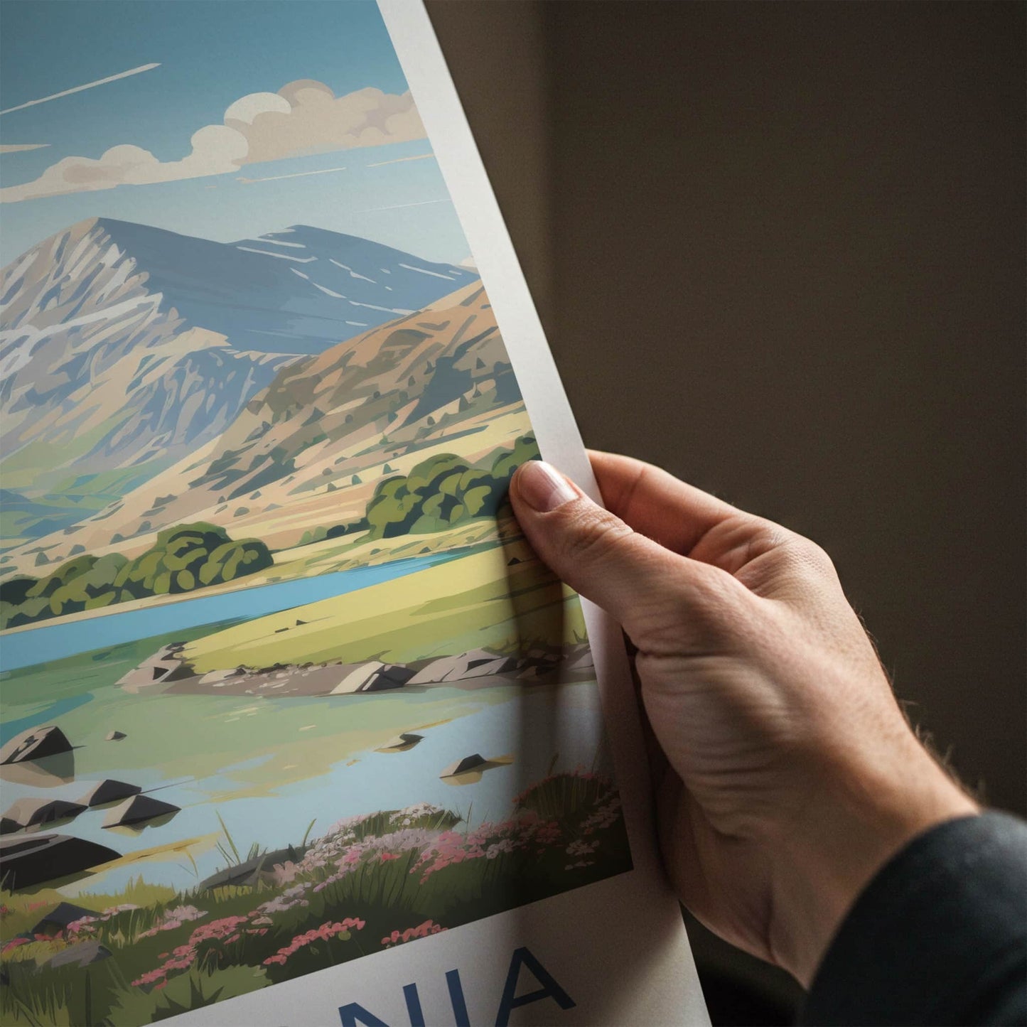 Snowdonia Poster - Wales Travel Art - Scenic Mountain Landscape Home Decor