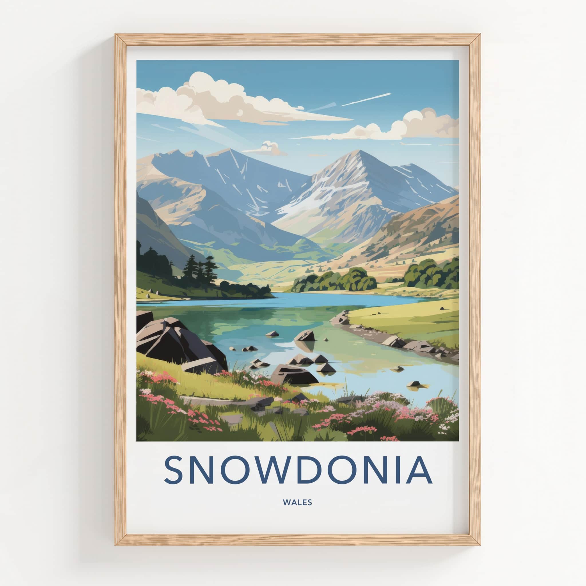Snowdonia Poster - Wales Travel Art - Scenic Mountain Landscape Home Decor