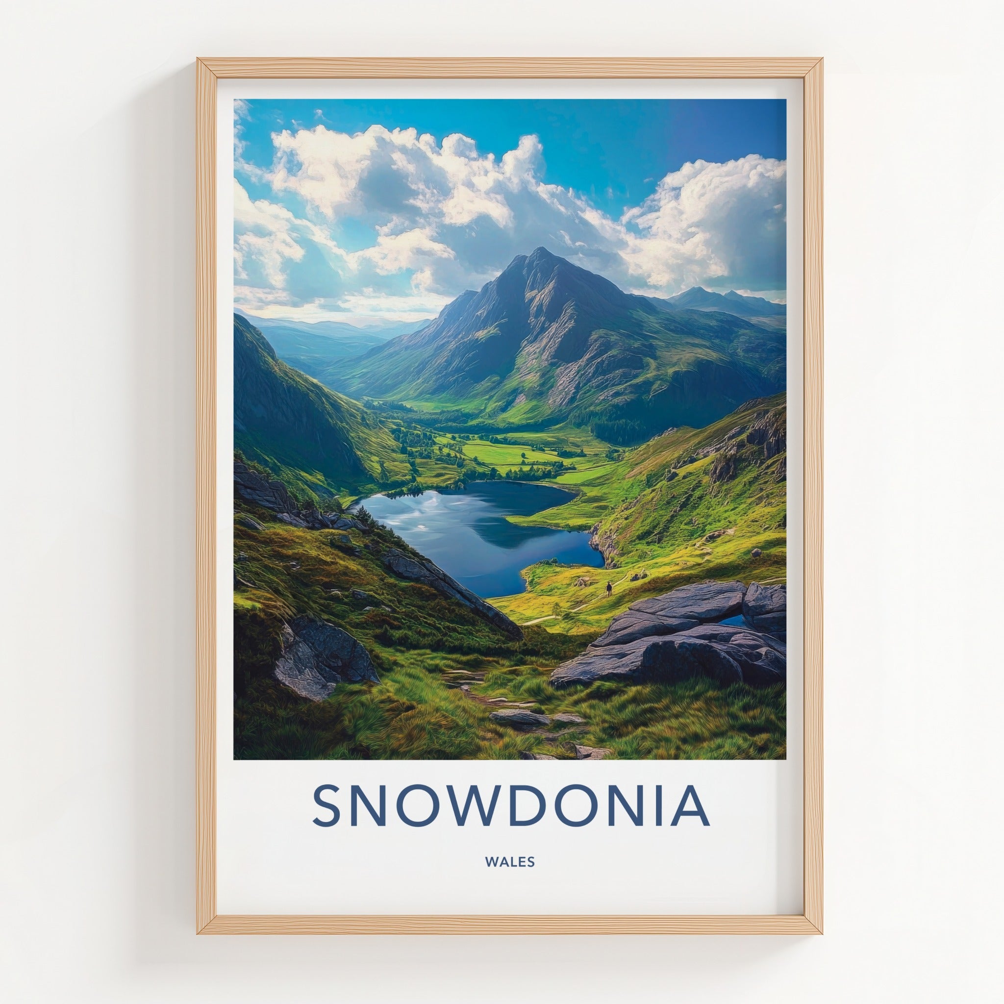 Snowdonia Poster - Wales Travel Art - Serene Mountain Lake Home Decor
