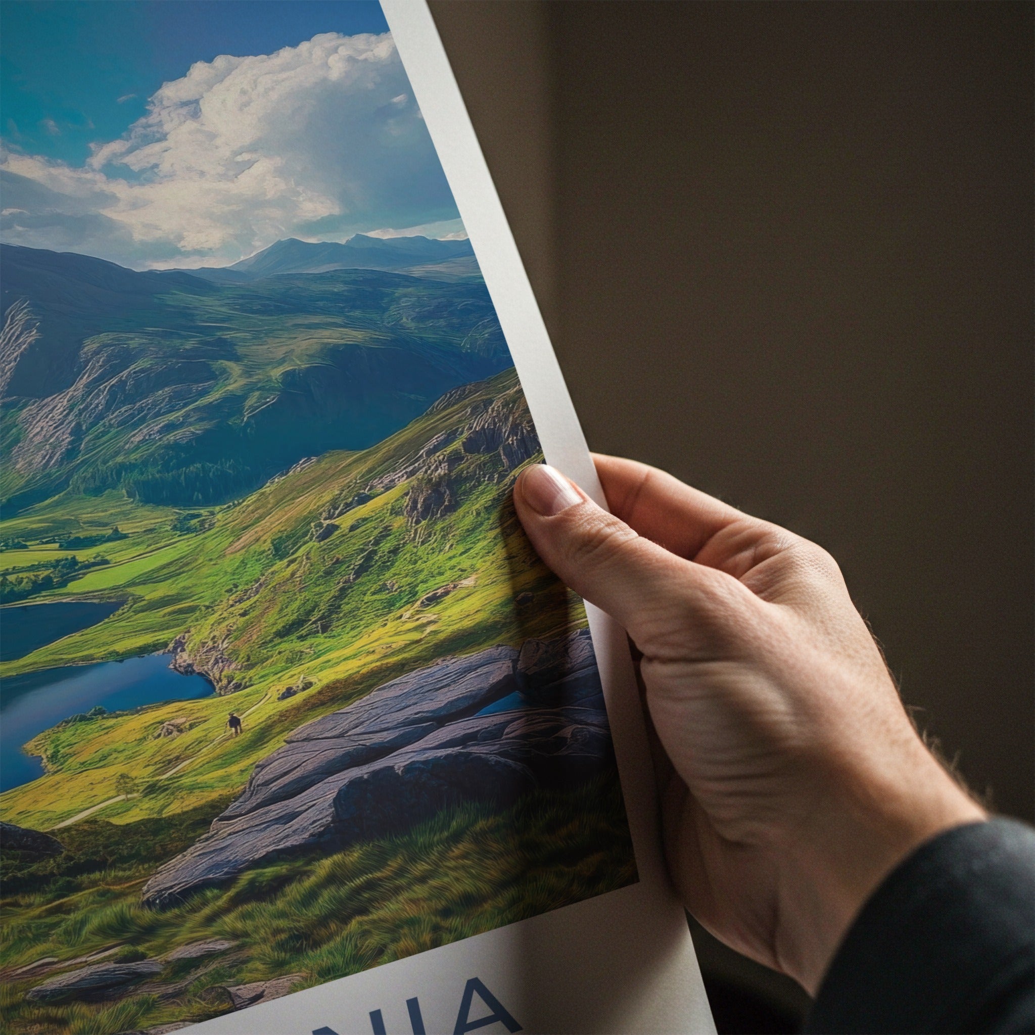 Snowdonia Poster - Wales Travel Art - Serene Mountain Lake Home Decor