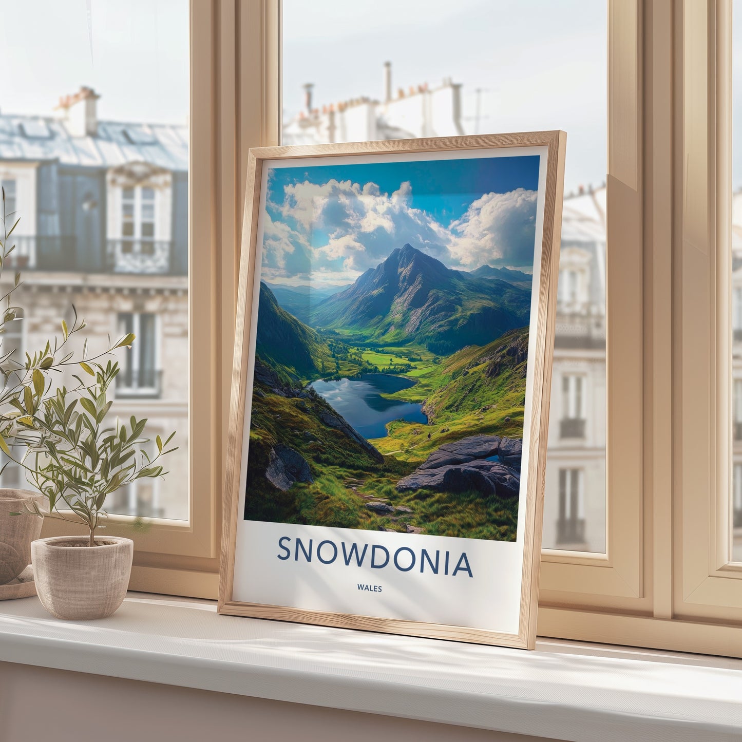 Snowdonia Poster - Wales Travel Art - Serene Mountain Lake Home Decor