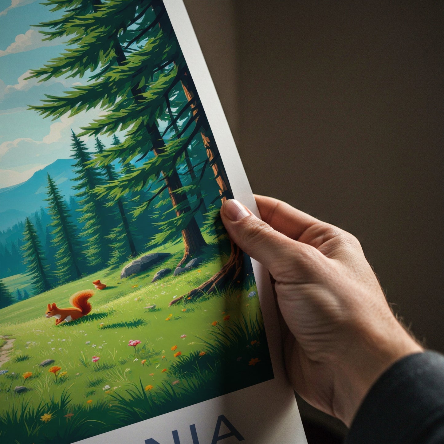 Snowdonia Poster - Wales Travel Art - Sunny Forest Path Home Decor