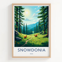 Snowdonia Poster - Wales Travel Art - Sunny Forest Path Home Decor