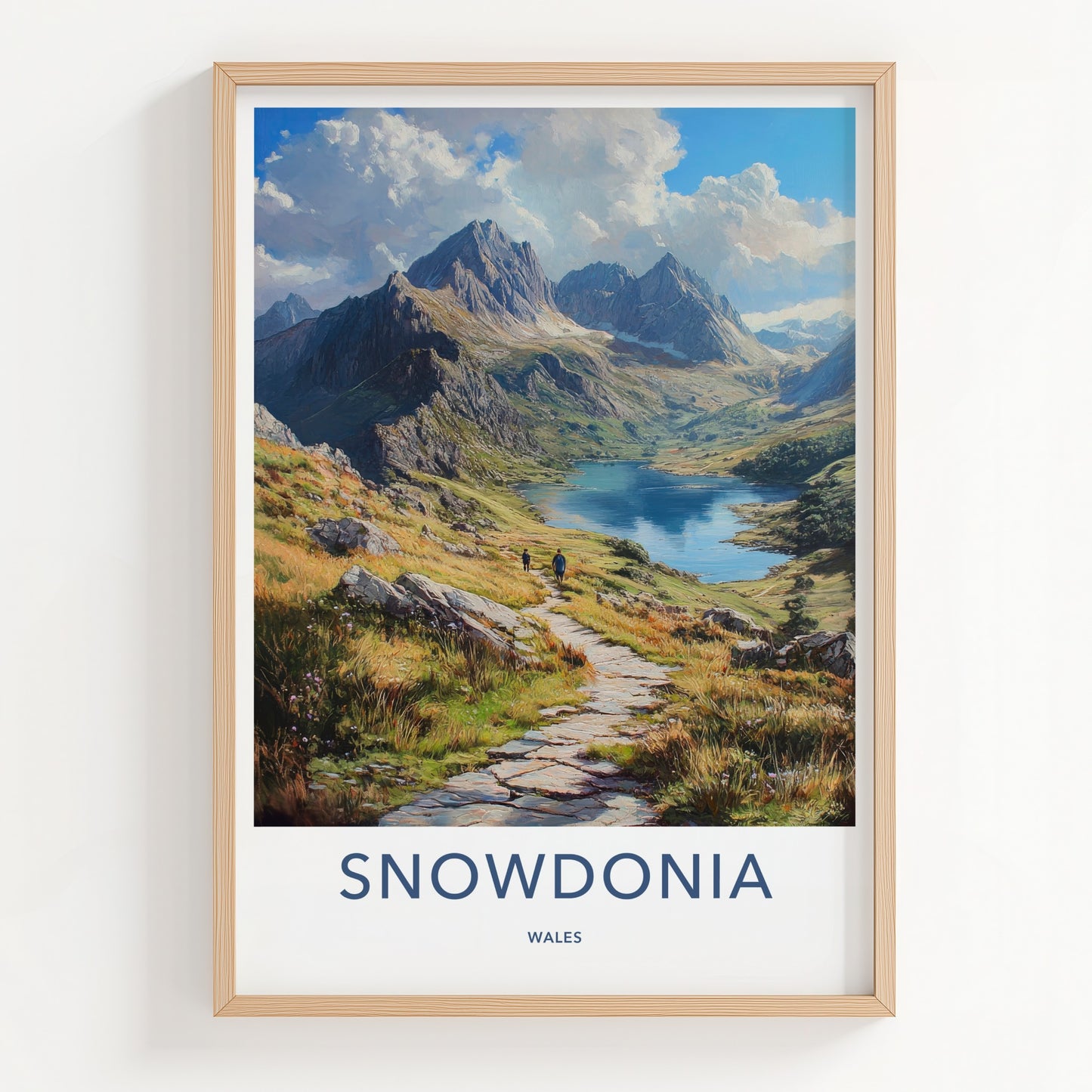 Snowdonia Poster - Wales Travel Print - Mountain Lake Path Home Decor