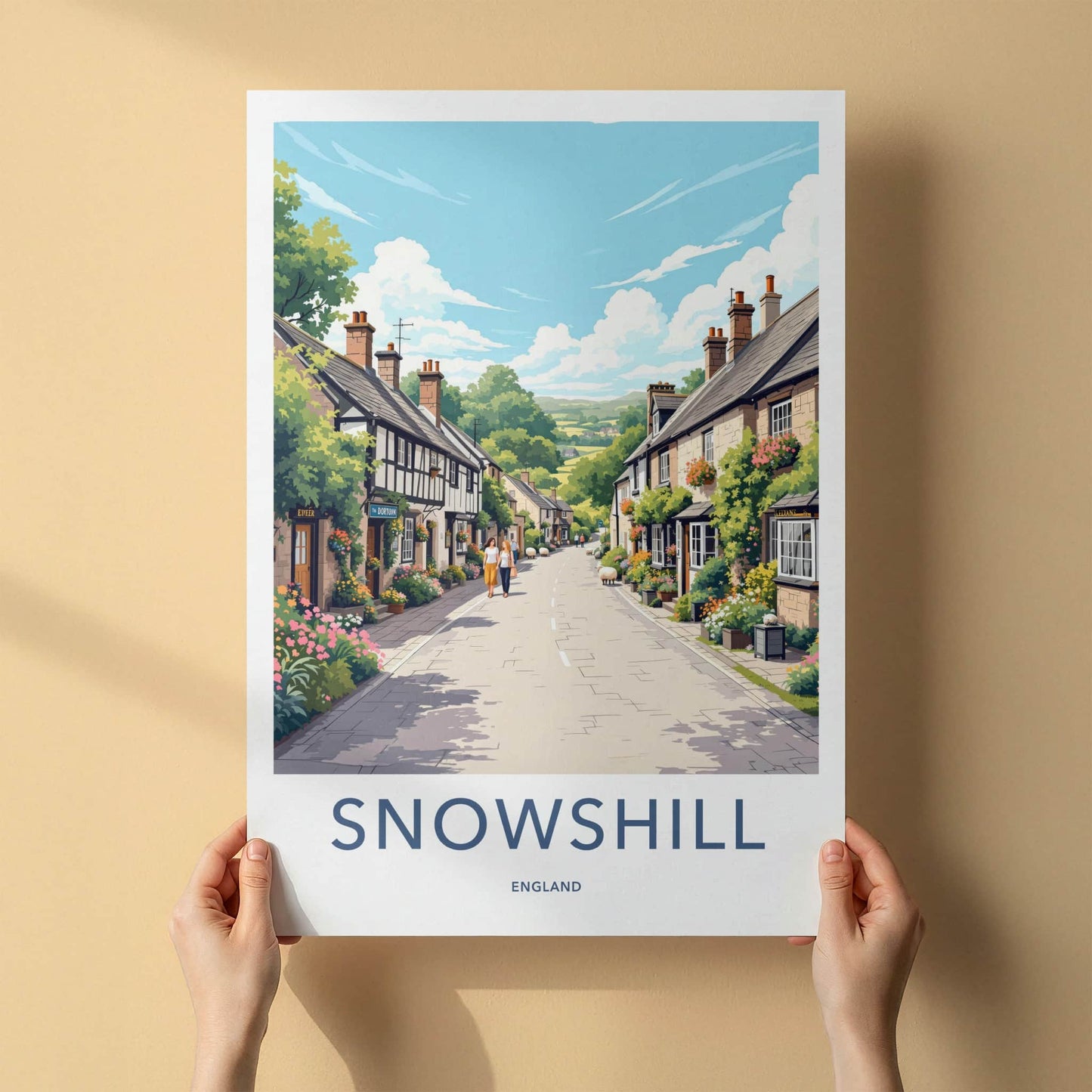 Snowshill Poster - England Travel Art - Charming Village Street Wall Decor