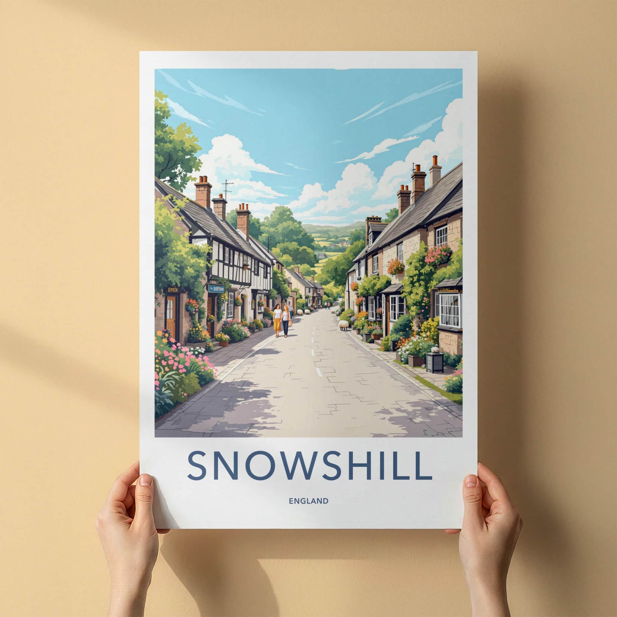 Snowshill Poster - England Travel Art - Charming Village Street Wall Decor