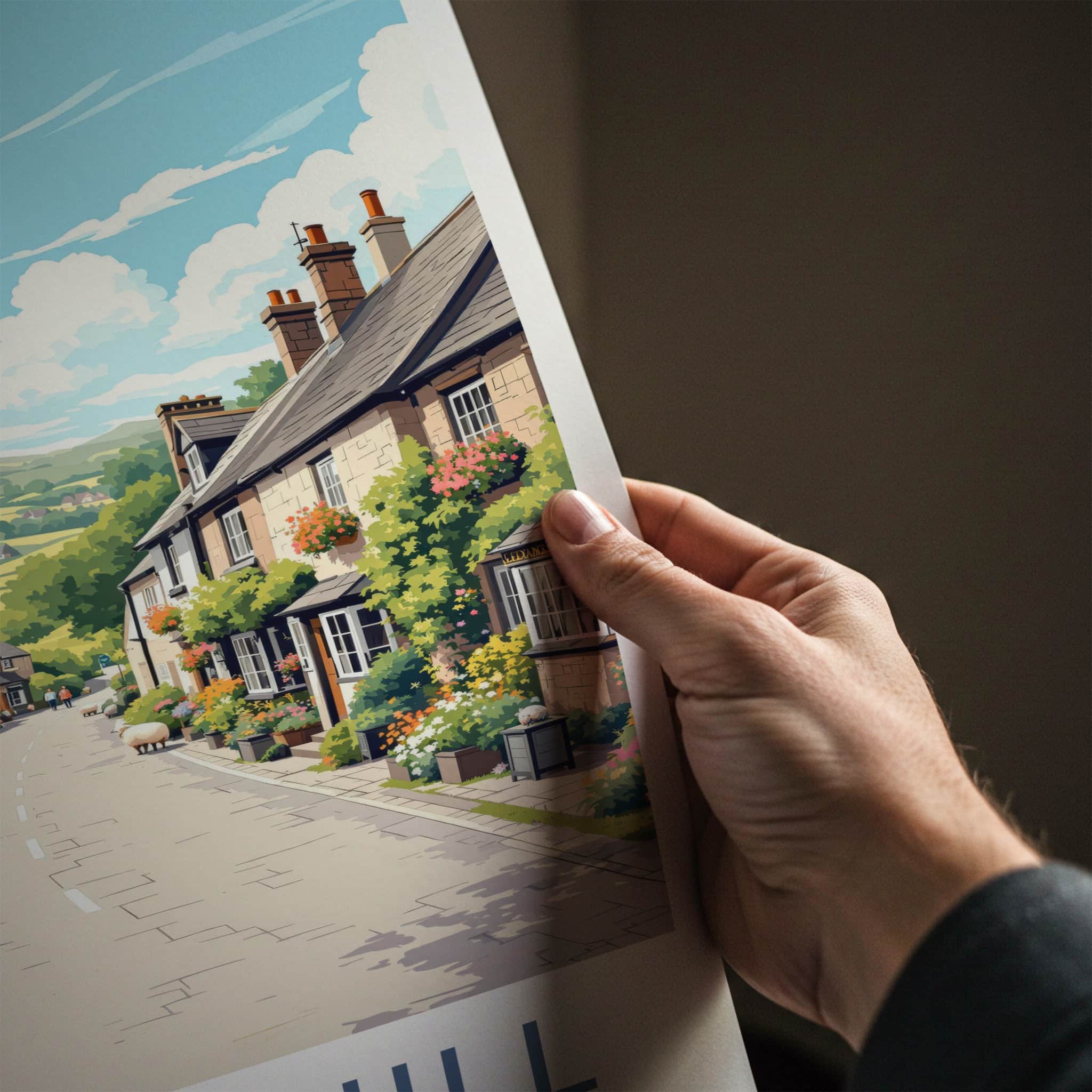 Snowshill Poster - England Travel Art - Charming Village Street Wall Decor