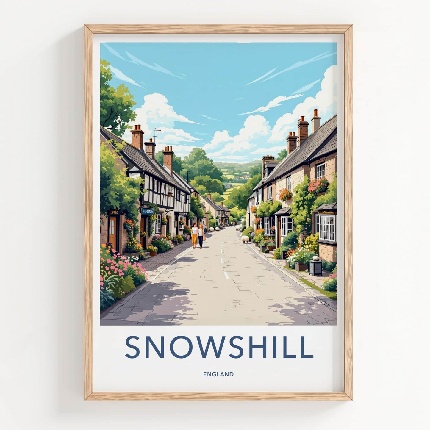 Snowshill Poster - England Travel Art - Charming Village Street Wall Decor