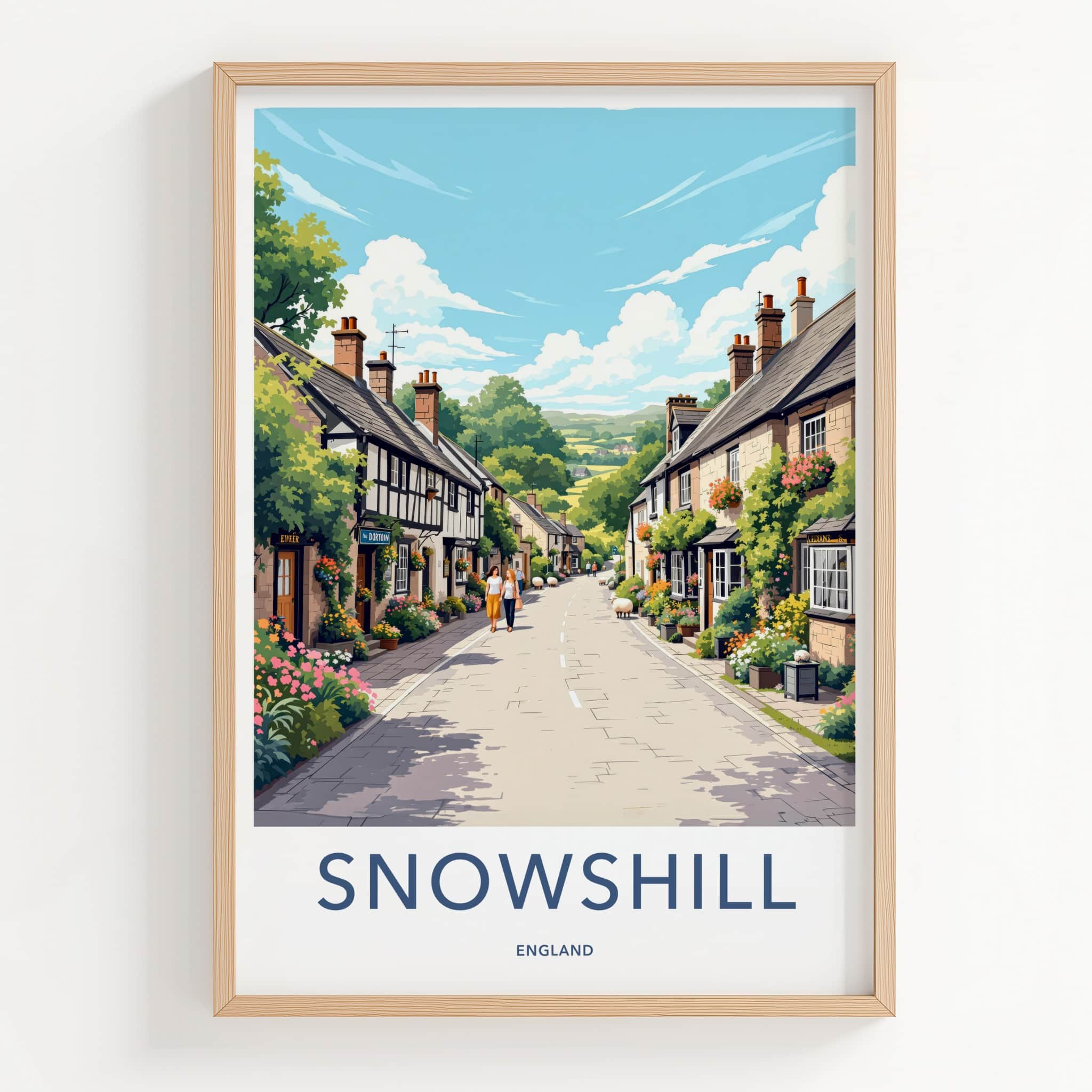 Snowshill Poster - England Travel Art - Charming Village Street Wall Decor