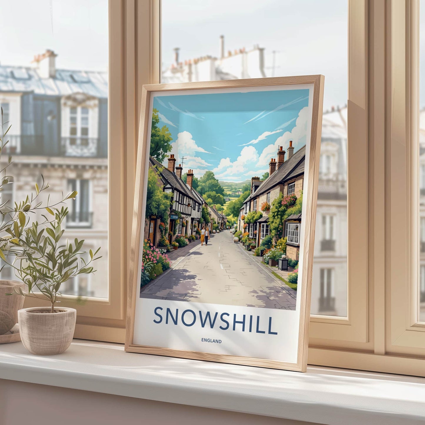 Snowshill Poster - England Travel Art - Charming Village Street Wall Decor