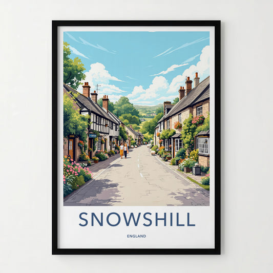 Snowshill Poster - England Travel Art - Charming Village Street Wall Decor
