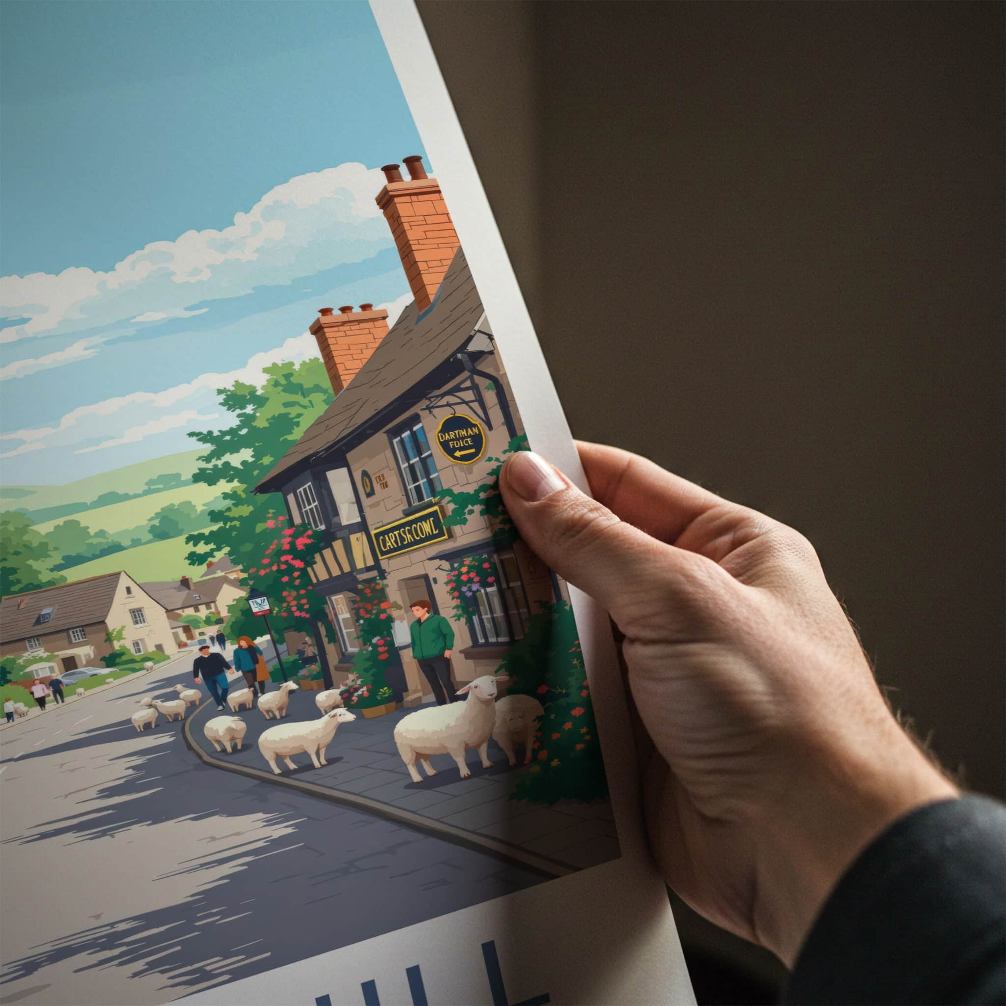 Snowshill Poster - England Travel Art - Cotswold Sheep Village Home Decor