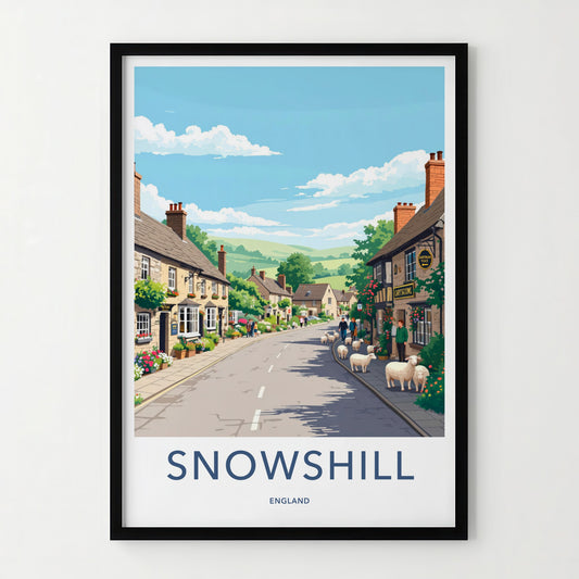 Snowshill Poster - England Travel Art - Cotswold Sheep Village Home Decor