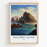 Socorro Island Poster - Mexico Travel Art - Rocky Cliff Ocean Home Decor