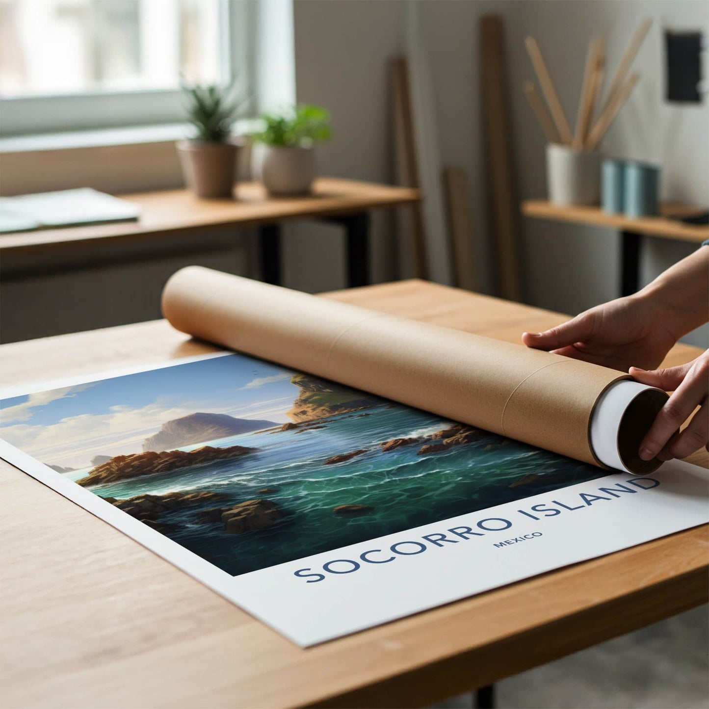 Socorro Island Poster - Mexico Travel Art - Rugged Island Coast Home Decor
