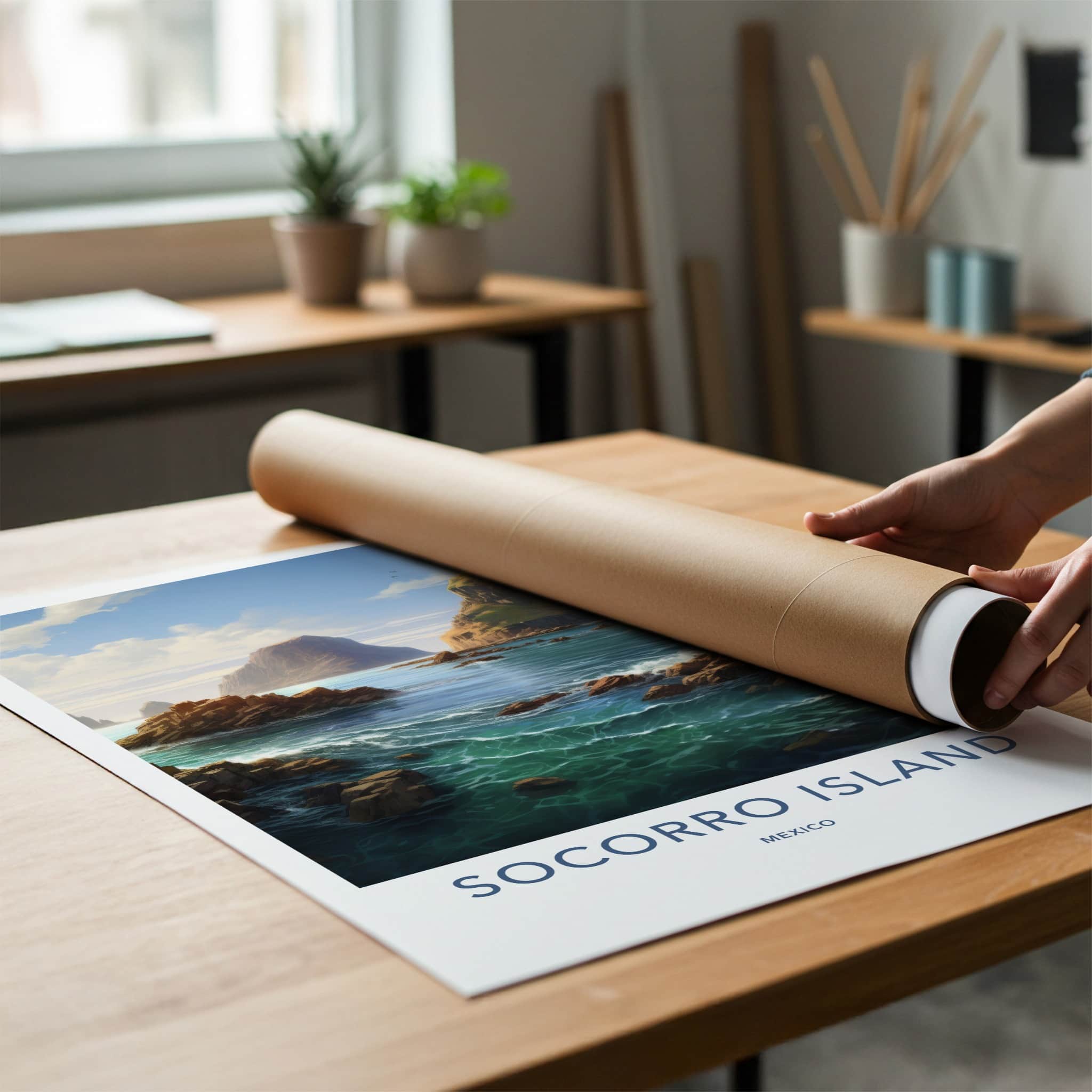 Socorro Island Poster - Mexico Travel Art - Rugged Island Coast Home Decor