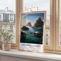 Socorro Island Poster - Mexico Travel Art - Rugged Island Coast Home Decor