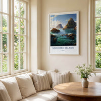 Socorro Island Poster - Mexico Travel Art - Rugged Island Coast Home Decor