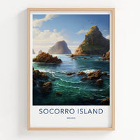 Socorro Island Poster - Mexico Travel Art - Rugged Island Coast Home Decor