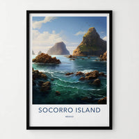 Socorro Island Poster - Mexico Travel Art - Rugged Island Coast Home Decor