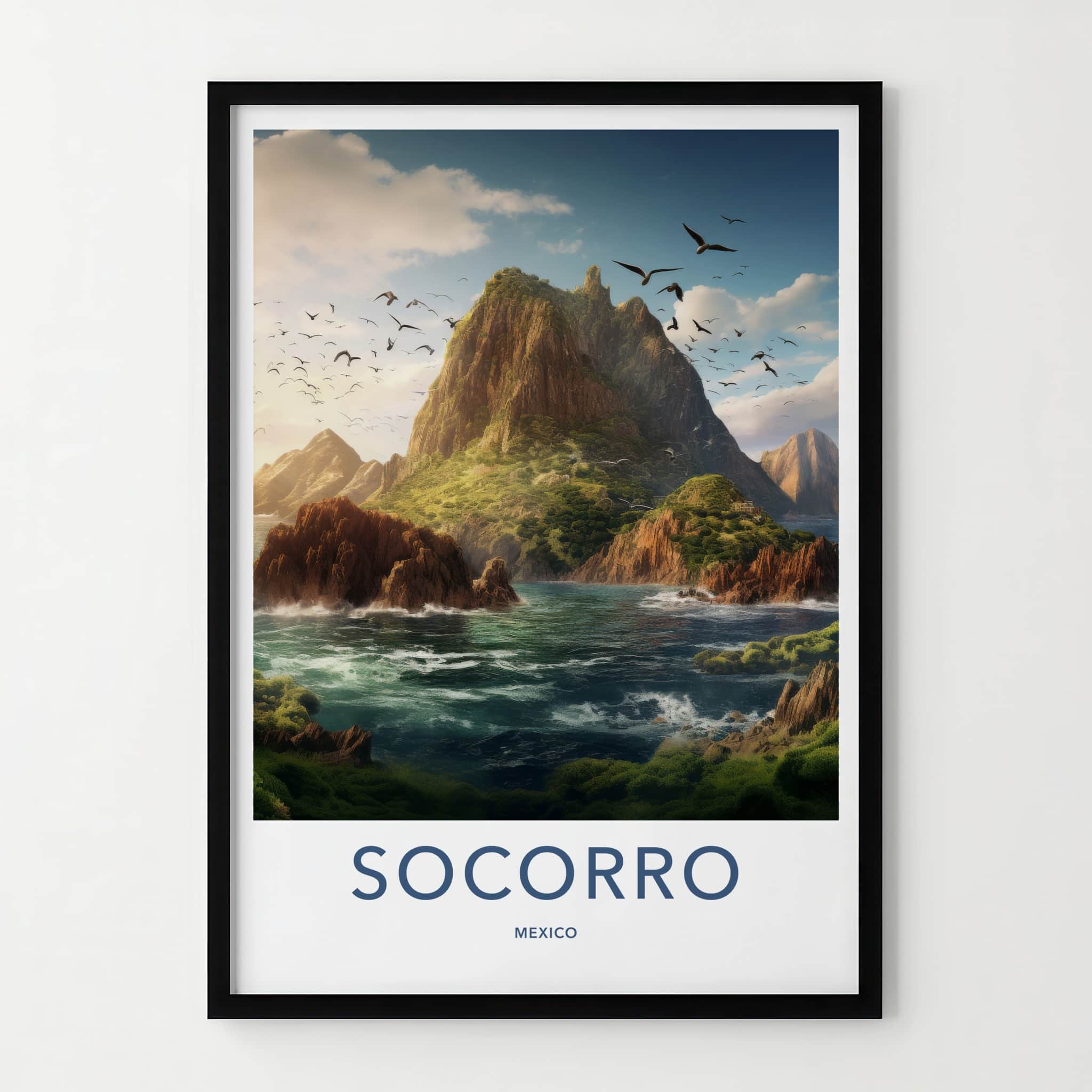 Socorro Poster - Mexico Wall Art - Flying Birds Ocean Home Decor