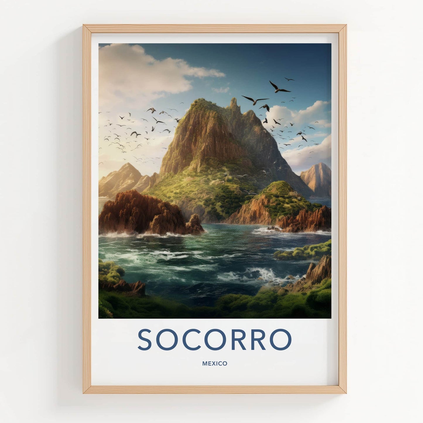Socorro Poster - Mexico Wall Art - Flying Birds Ocean Home Decor