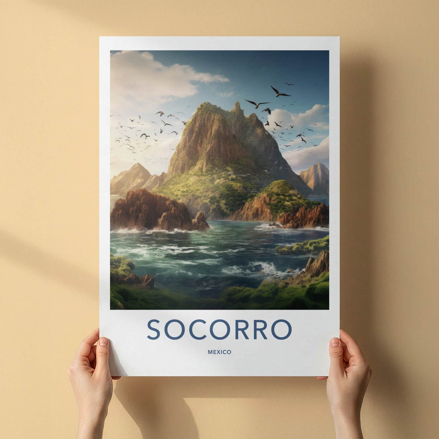 Socorro Poster - Mexico Wall Art - Flying Birds Ocean Home Decor